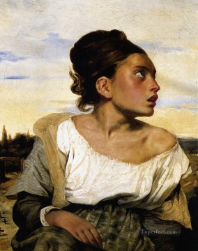 墓地に立つ少女 ロマンチックなユージン・ドラクロワ Oil Paintings